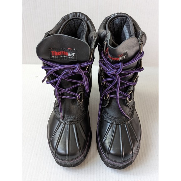 Panda Thermolite Insulated Winter Boots YouSz 6 Black Purple - Picture 6 of 10